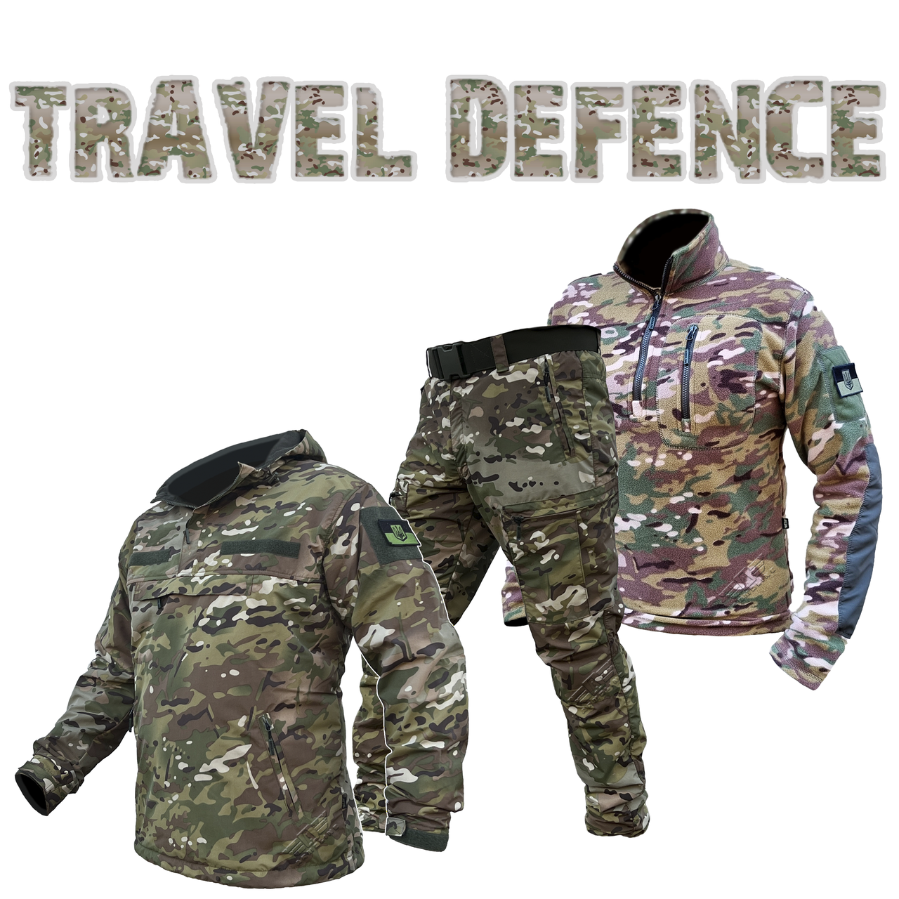 Комплект "TRAVEL DEFENCE" 3 в 1 АНОРАК MULTICAM (Таслан + Мікрофліс)