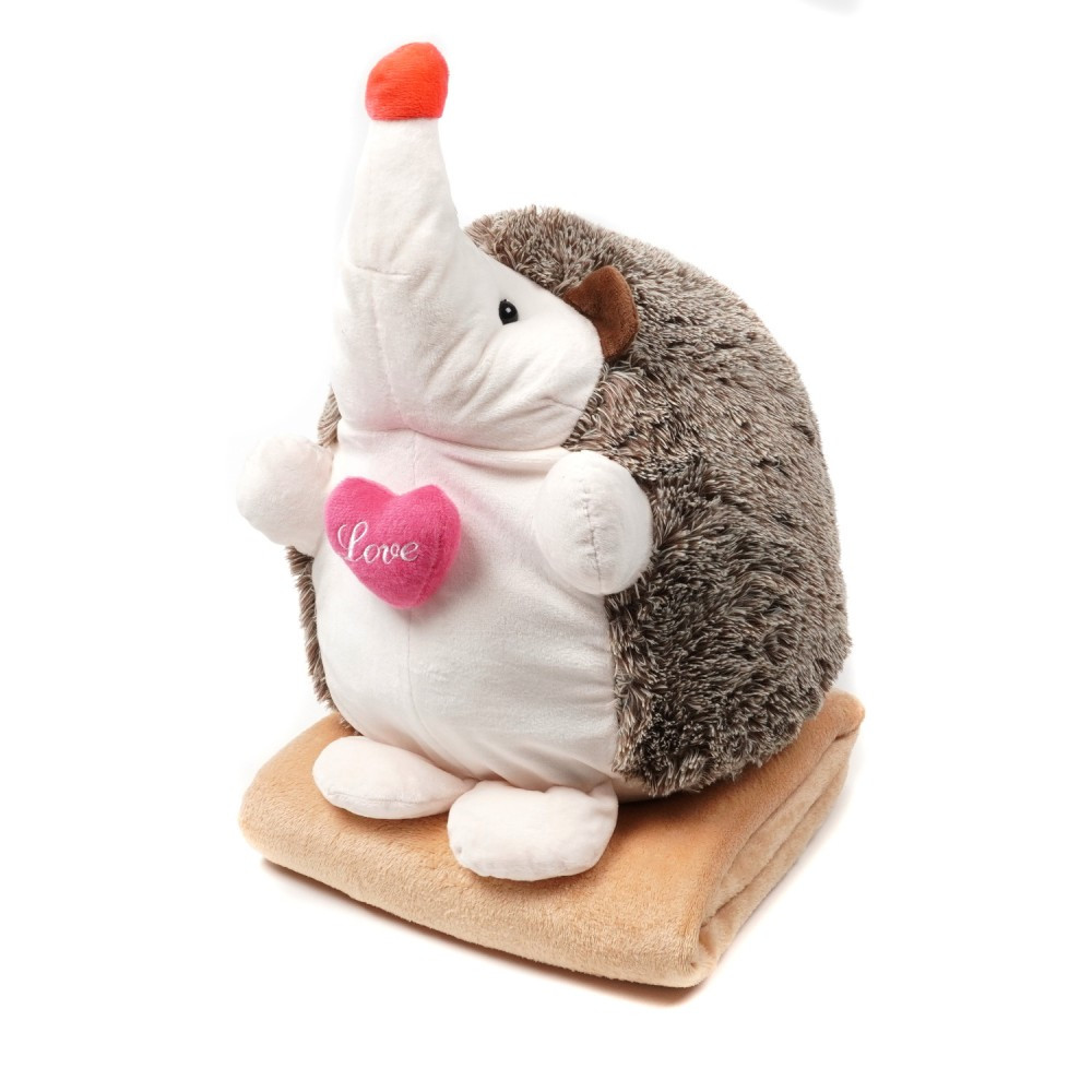 М'яка іграшка подушка Їжачок з пледом усередині, висота 40 см, фото 1