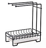 Тримач для мийки для кухні та ванної Органайзер для губок і ганчірок для кухонного приладдя чорний, фото 2