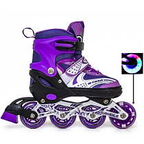 Дитячі Ролики в комплекті із захистом і шоломом "Happy Monday Violet 2741572-S" р30-33 з колесами що світяться., фото 4