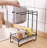 Тримач для мийки для кухні та ванної Органайзер для губок і ганчірок для кухонного приладдя чорний, фото 8
