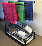 Тримач для мийки для кухні та ванної Органайзер для губок і ганчірок для кухонного приладдя чорний, фото 7
