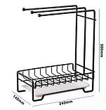 Тримач для мийки для кухні та ванної Органайзер для губок і ганчірок для кухонного приладдя чорний, фото 3