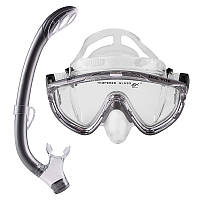 Набір для плавання підліткова маска з трубкою Dolvor M171P+SN59P сірий