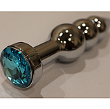 Триярусний анальний корок із каменем 12 х 3 см, Металевий корок для анального сексу, Інтимні іграшки, фото 5