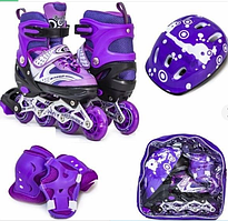 Дитячий комплект розсувних Роликів із захистом і шоломом "Happy Monday Violet 2741572-S" розмір 30-33