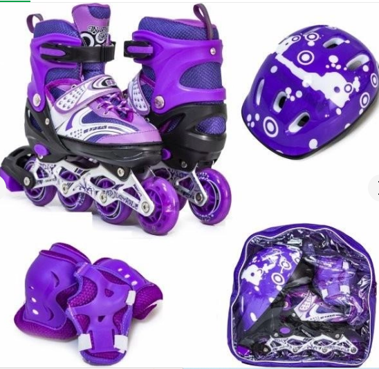 Дитячий комплект розсувних Роликів із захистом і шоломом "Happy Monday Violet 2741572-S" розмір 30-33, фото 1