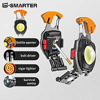 Аккумуляторный LED фонарик W5147 с Type-C (7 режимов, прикуриватель, карабин, нож, магнит) Фонарик зажигалка