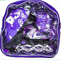 Дитячі Ролики в комплекті із захистом і шоломом "Happy Monday Violet 2741572-M" р34-37 з колесами що світяться., фото 3