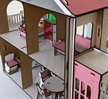 Будинок для ляльок з меблями та ліфтом Ігровий ляльковий будиночок для ляльок ЛОЛ (LOL) Дитячий дерев'яний будиночок, фото 2