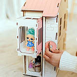 Будинок для ляльок з меблями та ліфтом Ігровий ляльковий будиночок для ляльок ЛОЛ (LOL) Дитячий дерев'яний будиночок, фото 7