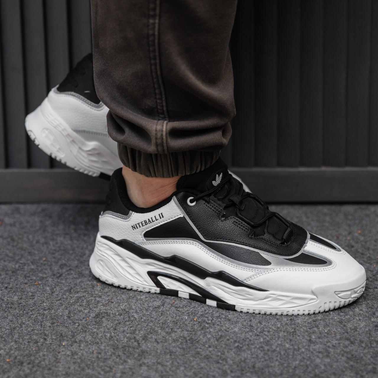 Кросівки чоловічі чорно-білі Adidas NiteBall 2 White Black (13359), фото 1