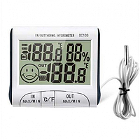 Цифровий вимірювач вологості повітря термометр гігрометр метеостанція годинник виносний датчик Generic DC103