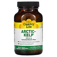 Водорості Арктичні, 225 мкг, Arctic-Kelp, Country Life, 300 таблеток