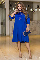 Синее элегантное платье с вышивкой батал с 50 по 64 размер