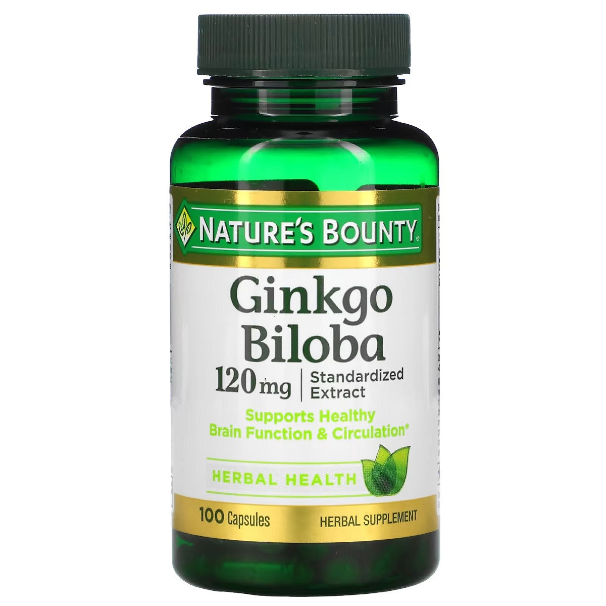 Гинкго Билоба, 120 мг, Ginkgo Biloba, Nature's Bounty, 100 капсул - фото 1 - id-p2055388570