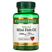 Риб'ячий жир без запаху, 1290 мг, Odor-Less Mini Fish Oil, Nature's Bounty, 90 гелевих капсул