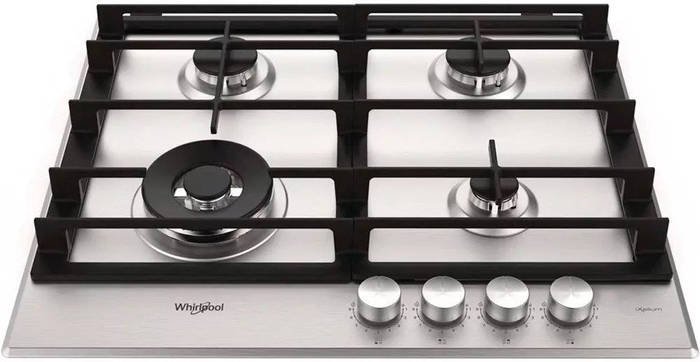 Whirlpool Варочная поверхность газ на стекле, 60см, чугун, конфорка с ...