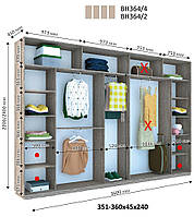 Шкаф-купе "Виват 3.6 м ВН364 / ВН366" Дом