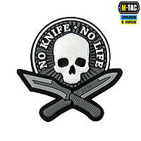 M-tac Резиновый Шеврон патч « Череп No Knife - No Life » черный ПВХ на липучке