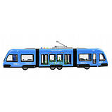 Трамвай іграшка дитяча великий 44 см інерційний зі світлозвуковими ефектами Синій (59837), фото 3