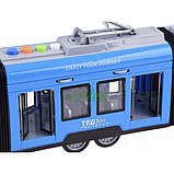 Трамвай іграшка дитяча великий 44 см інерційний зі світлозвуковими ефектами Синій (59837), фото 5