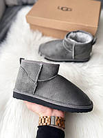 Женские ботинки Ugg Ultra Mini Vegan Grey сапоги, угги зимние