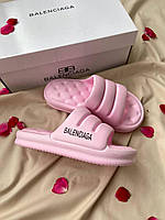 Женские шлепанцы Balenciaga Puffy Slides Pink шлепки баленсиага сланцы слипоны тапки