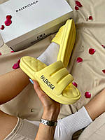 Женские шлепанцы Balenciaga Puffy Slides Yellow шлепки баленсиага сланцы слипоны тапки