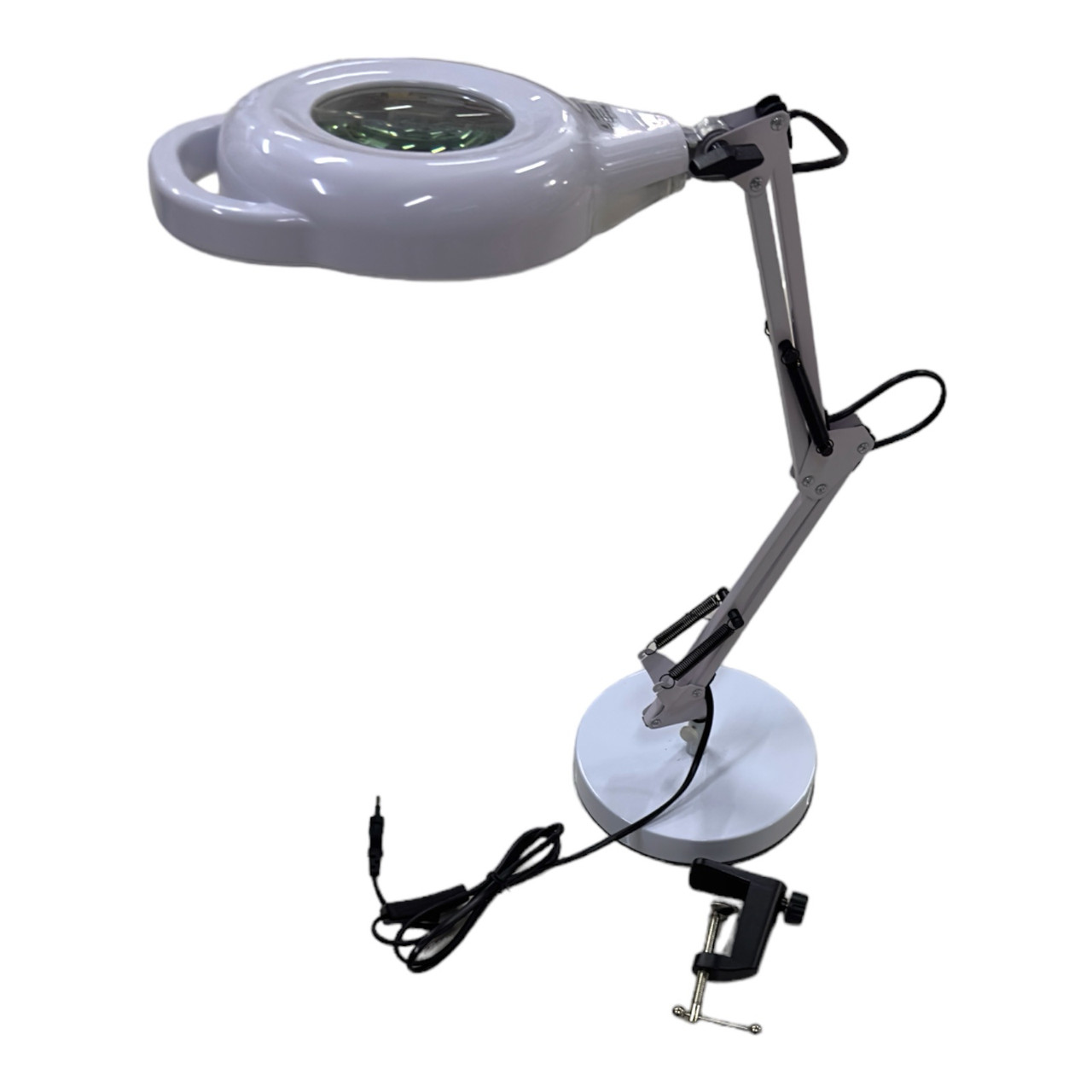 Лампа-лупа LED настільна на струбцині та підставці