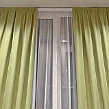 Комплект штори 2 шт 280х250 см мікровелюр Світло-зелений, тюль бамбук 400 см Тепло-білий, фото 4