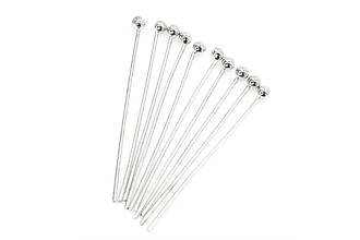 Пін із кулькою, латунь, 20*0.4 мм, срібло