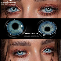 Кольорові лінзи для очей PATTAYA BLUE EYESHARE (пара) + контейнер для зберігання в подарунок