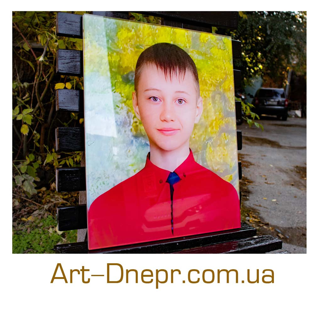 Декоративне фотоскло на надгробну плиту у формі прямокутника 400х500х12 мм