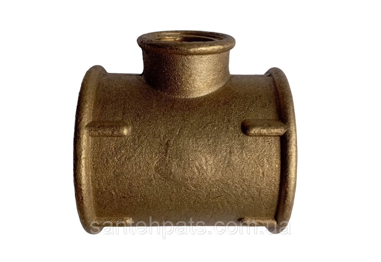 Трійник латунний 1 1/4 внутрішня 1/2" внутрішня 1 1/4" внутрішня різь, фото 1