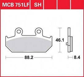 Гальмівні колодки задні SUZUKI AN 400/650 Burgman (Skywave) синтетичні TRW MCB751SH