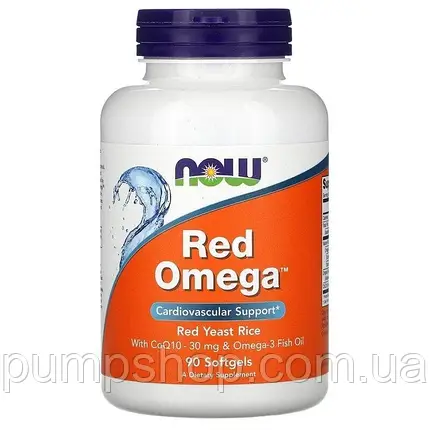 Червоний ферментований рис с коензимом Q10 Now Foods Red Omega Red Yeast Rice with CoQ10 90 капс., фото 2