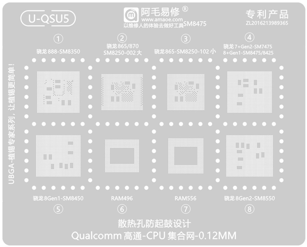 Трафарет BGA AMAOE для Quallcom Snapdragon CPU U-QSU5, фото 1