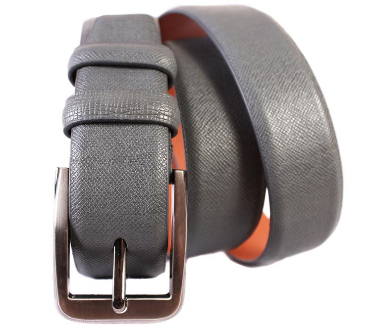 Чоловічий ремінь зі штучної шкіри під штани 301153 сірий, фото 1
