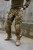 Демісезонні тактичні штани рипстоп піксель зсу з наколінниками міцні, Штани камуфляжні для військових всу