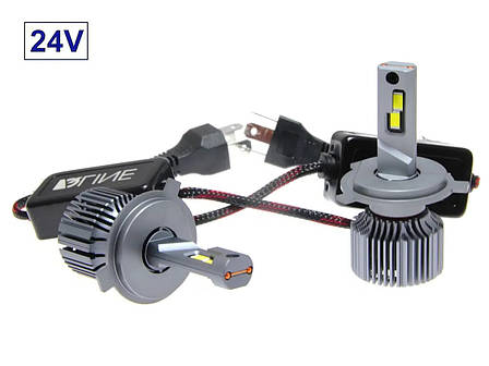 Світлодіодні LED лед лампи QLINE ULTRA +200% цоколь H4 110W/комплект, світло 6000К, 24V для вантажівок, фото 1