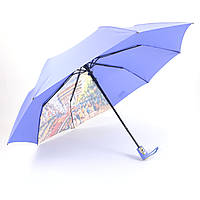 Качественный женский зонт полуавтомат складной Susino с 9 спицами, Антишторм, Голубой