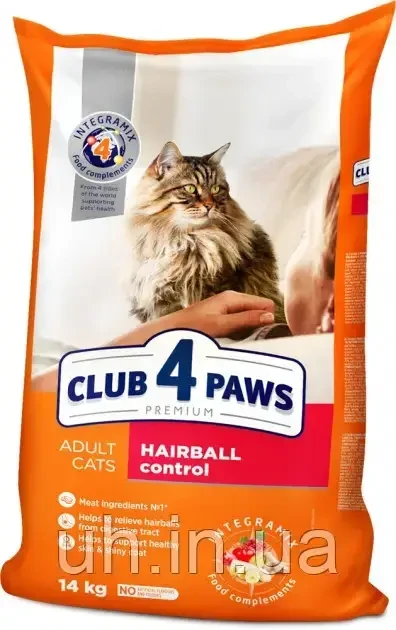 Club 4 Paws Premium Клуб 4 лапи Hairball Control сухий корм для кішок і котів з ефектом виведення шерсті 14КГ