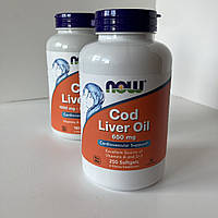 Now Cod liver oil, жир печінки тріски, 650 мг, з omega 3, 250 капсул