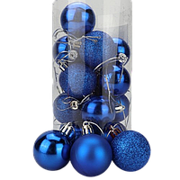 Елочные украшение шары синие Набор 20 шт, 4см глянец, матовые, блески