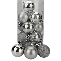 Елочные украшение шары серебро Набор 20 шт, 4см глянец, матовые, блески