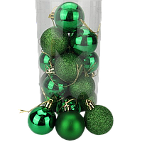 Елочные украшение шары зеленые Набор 20 шт, 4см глянец, матовые, блески