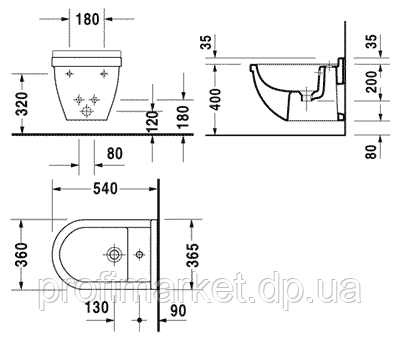 Биде подвесное Duravit Starck 3 54 см - фото 2 - id-p26538053