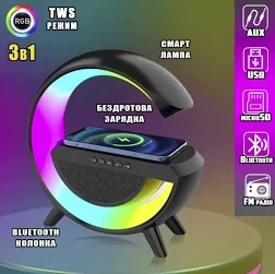 Проектор нічник гугл лама велика Smart Light з бездротовою зарядкою та Bluetooth колонкою
