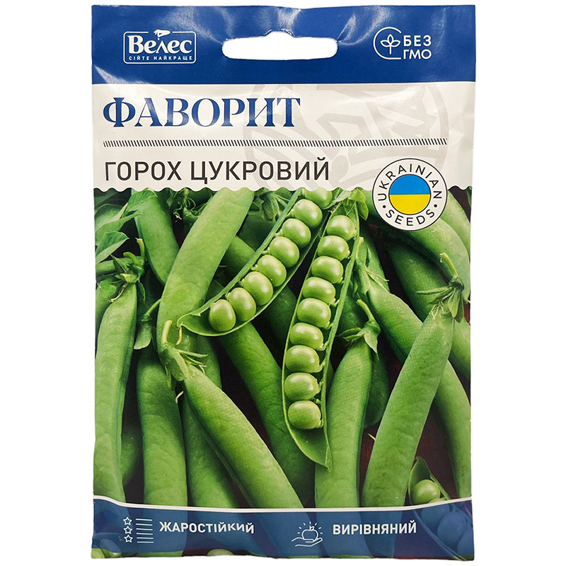 Насіння гороху цукрового, середньораннього "Фаворит" (40 г) від ТМ "Велес", Україна